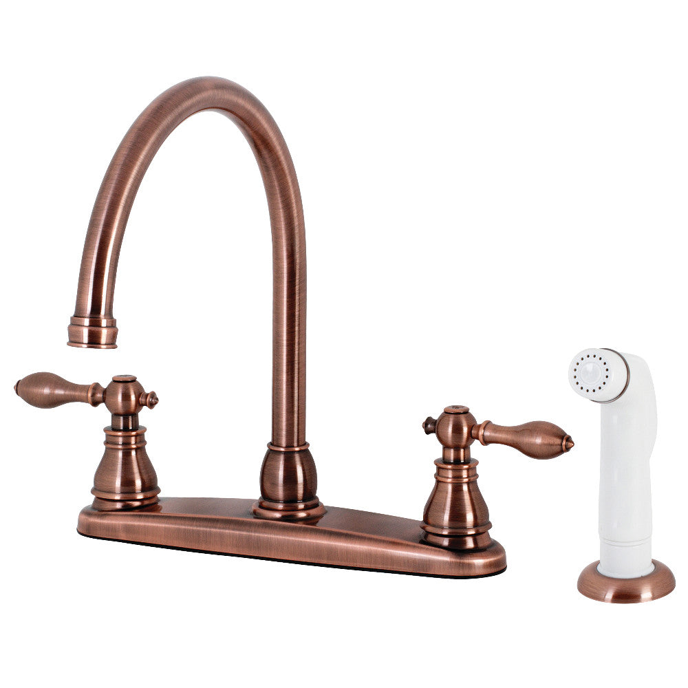 Kingston Brass KB726ACL American Classic Centerset Kitchen Faucet with Side Sprayer, Antique Copper - BNGBath