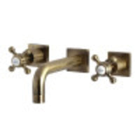 Thumbnail for Kingston Brass KS6123BX Metropolitan Two-Handle Wall Mount Bathroom Faucet, Antique Brass - BNGBath