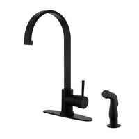 Thumbnail for Gourmetier LS8710DLSP Concord Single-Handle Kitchen Faucet with Side Sprayer, Matte Black - BNGBath