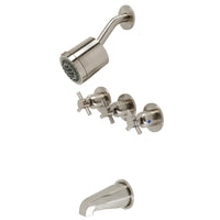 Thumbnail for Kingston Brass KBX8138DX Concord Three-Handle Tub and Shower Faucet, Brushed Nickel - BNGBath