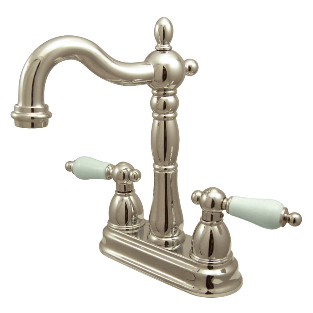 Kingston Brass KB1496PL Heritage Two-Handle Bar Faucet, Polished Nickel - BNGBath