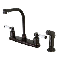Thumbnail for Kingston Brass FB755DPLSP Paris 8-Inch Centerset Kitchen Faucet with Sprayer, Oil Rubbed Bronze - BNGBath