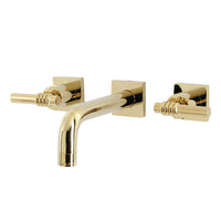 Thumbnail for Kingston Brass KS6122ML Milano Two-Handle Wall Mount Bathroom Faucet, Polished Brass - BNGBath