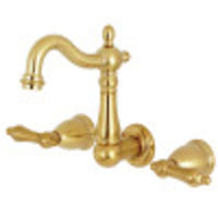 Thumbnail for Kingston Brass KS1227AL 8-Inch Center Wall Mount Bathroom Faucet, Brushed Brass - BNGBath
