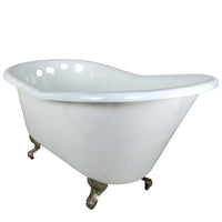 Thumbnail for Aqua Eden VCTND6030NT8 60-Inch Cast Iron Single Slipper Clawfoot Tub (No Faucet Drillings), White/Brushed Nickel - BNGBath