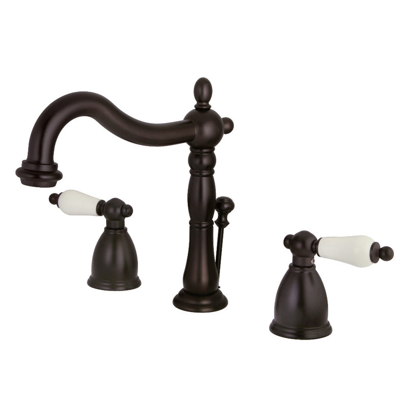 Kingston Brass KB1975PL Heritage Widespread Bathroom Faucet with Plastic Pop-Up, Oil Rubbed Bronze - BNGBath