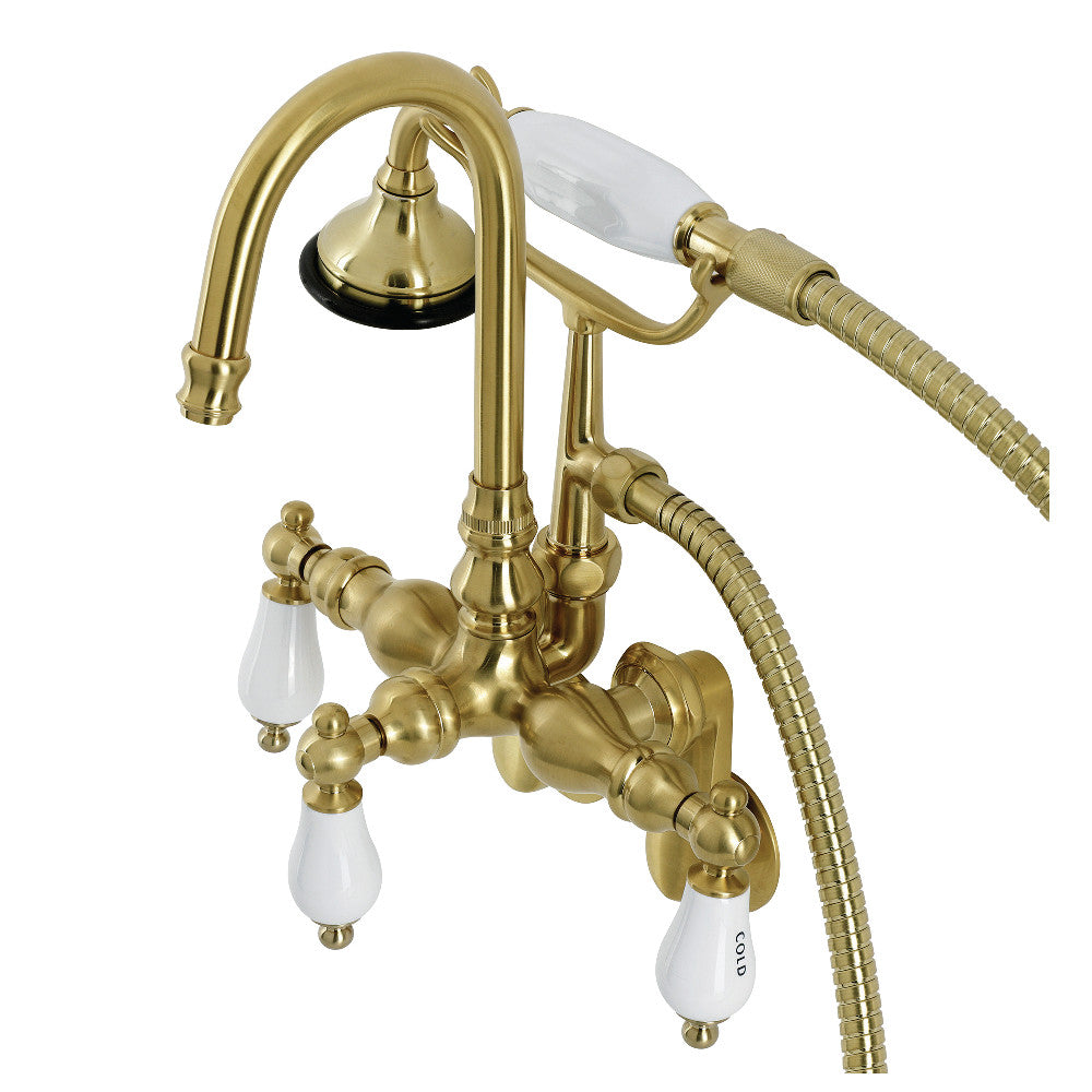 Kingston Brass AE303T7 Aqua Vintage Wall Mount Clawfoot Tub Faucets, Brushed Brass - BNGBath