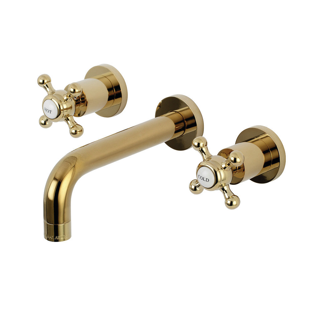 Kingston Brass KS8122BX Metropolitan 2-Handle 8 in. Wall Mount Bathroom Faucet, Polished Brass - BNGBath