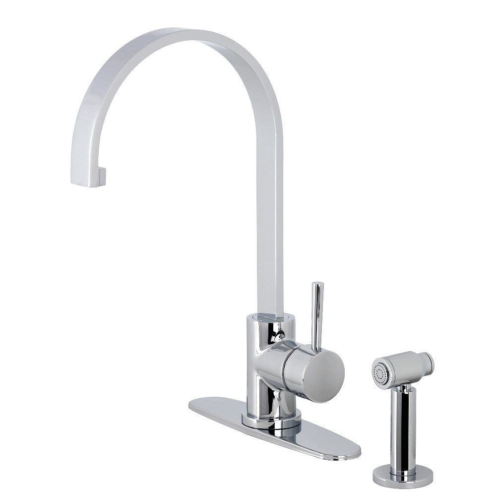 Kingston Brass LS8711DLBS Concord Single-Handle Kitchen Faucet with Brass Sprayer, Polished Chrome - BNGBath