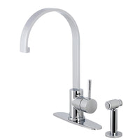 Thumbnail for Kingston Brass LS8711DLBS Concord Single-Handle Kitchen Faucet with Brass Sprayer, Polished Chrome - BNGBath