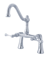 Thumbnail for Kingston Brass KS3231BL Restoration 7-Inch Center Deck Mount Clawfoot Tub Faucet, Polished Chrome - BNGBath