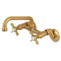 Thumbnail for Kingston Brass KS113SB Essex Two Handle Wall Mount Kitchen Faucet, Brushed Brass - BNGBath