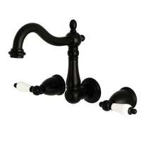 Thumbnail for Kingston Brass KS1250PL 8-Inch Center Wall Mount Bathroom Faucet, Matte Black - BNGBath