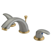 Thumbnail for Kingston Brass KB6969LL 8 in. Widespread Bathroom Faucet, Brushed Nickel/Polished Brass - BNGBath