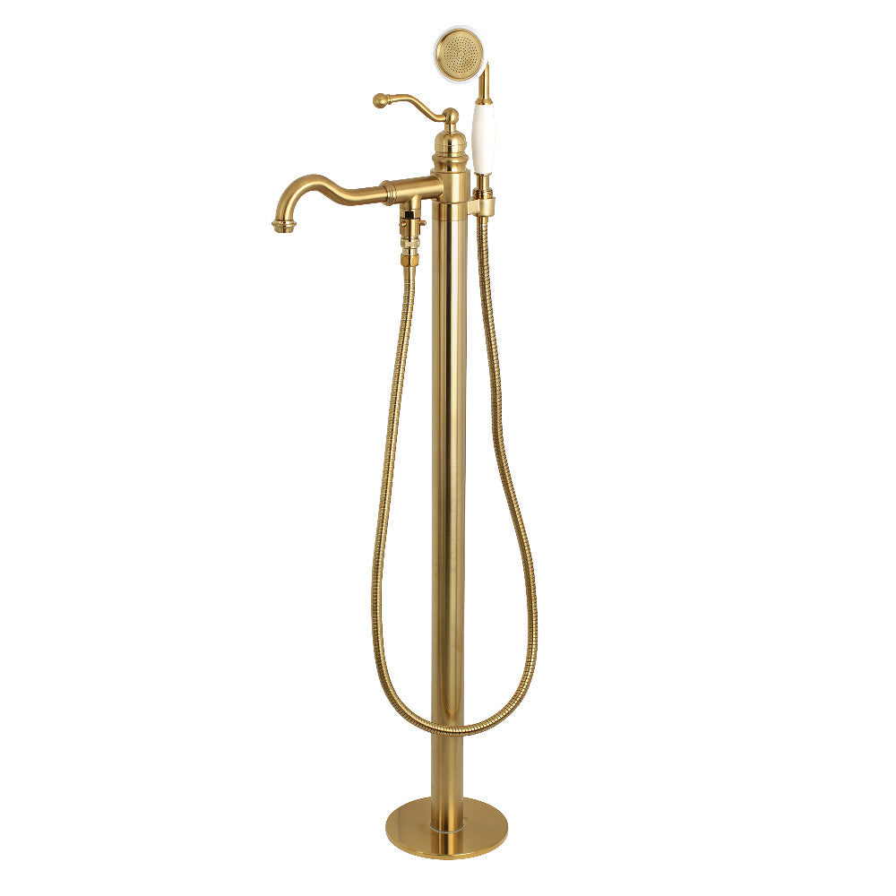Kingston Brass KS7137ABL English Country Freestanding Tub Faucet with Hand Shower, Brushed Brass - BNGBath