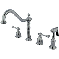 Thumbnail for Kingston Brass KB7791BLBS Widespread Kitchen Faucet, Polished Chrome - BNGBath