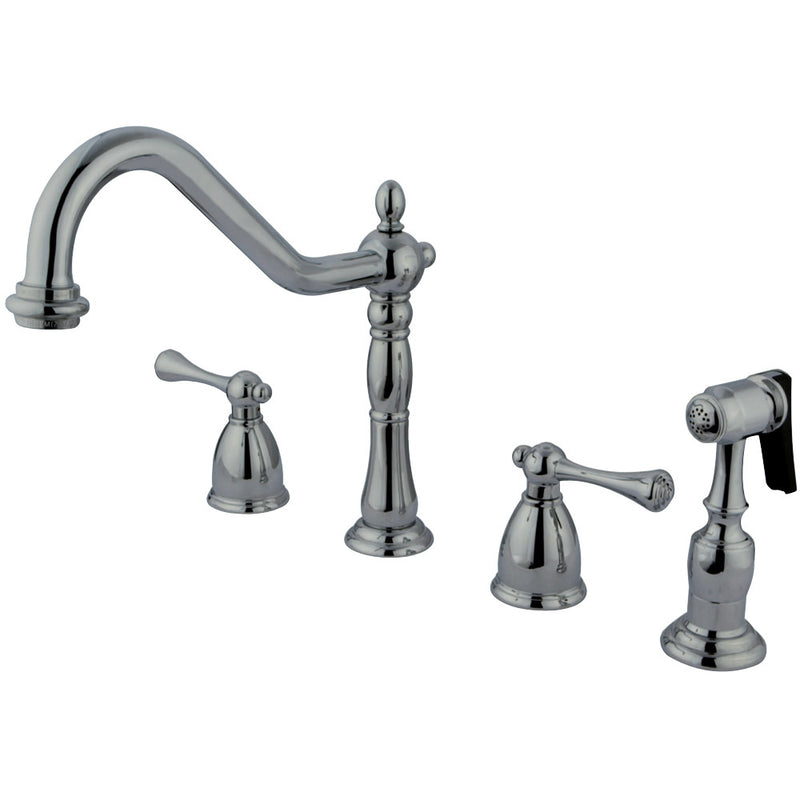 Kingston Brass KB7791BLBS Widespread Kitchen Faucet, Polished Chrome - BNGBath