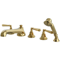 Thumbnail for Kingston Brass KS43025HL Roman Tub Faucet with Hand Shower, Polished Brass - BNGBath