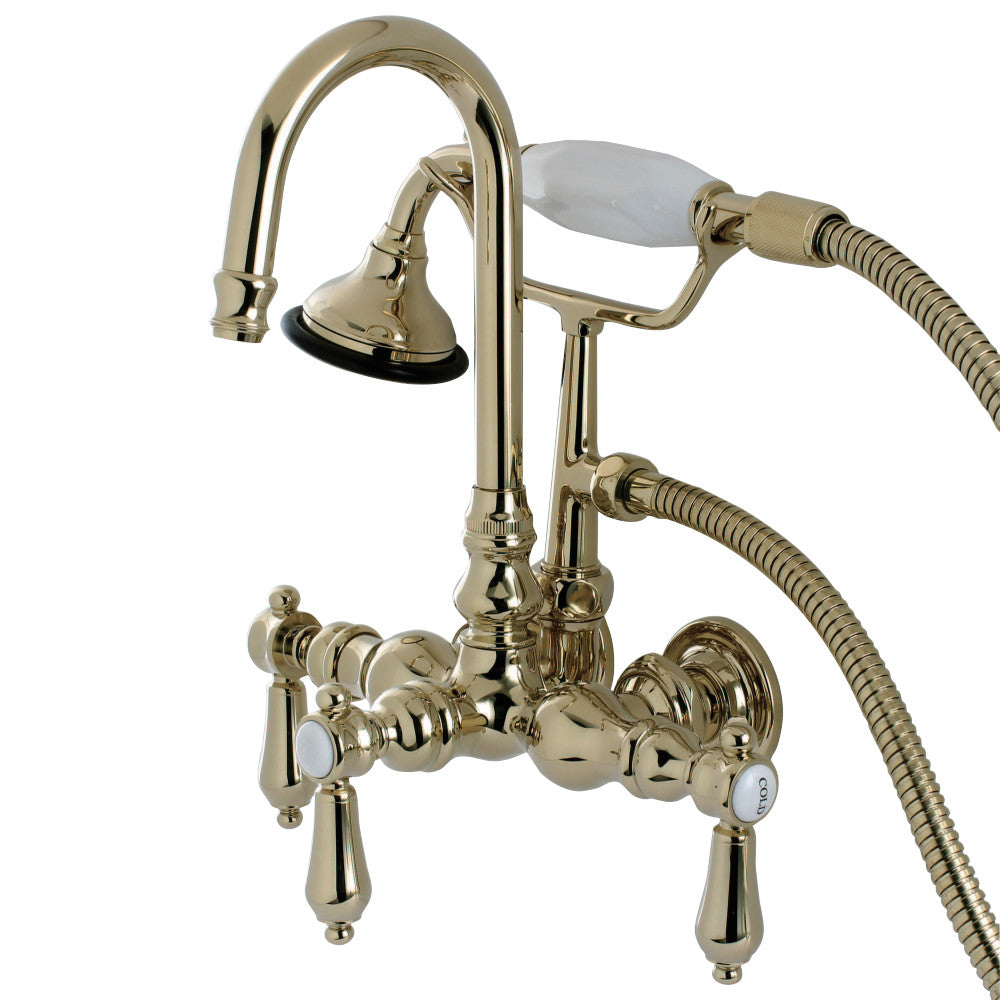 Aqua Vintage AE7T2BAL Heirloom Wall Mount Clawfoot Tub Faucet, Polished Brass - BNGBath