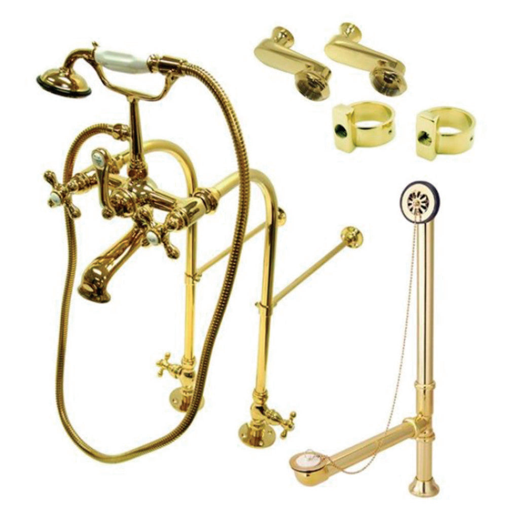 Kingston Brass CCK5102AX Vintage Freestanding Clawfoot Tub Faucet Package with Supply Line, Polished Brass - BNGBath