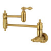 Thumbnail for Kingston Brass KS3107AL Restoration Wall Mount Pot Filler Kitchen Faucet, Brushed Brass - BNGBath