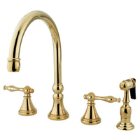 Thumbnail for Kingston Brass KS2792NLBS Widespread Kitchen Faucet, Polished Brass - BNGBath