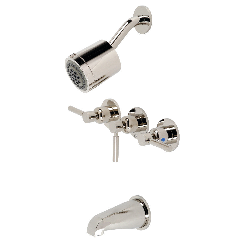 Kingston Brass KBX8136DL Concord Three-Handle Tub and Shower Faucet, Polished Nickel - BNGBath