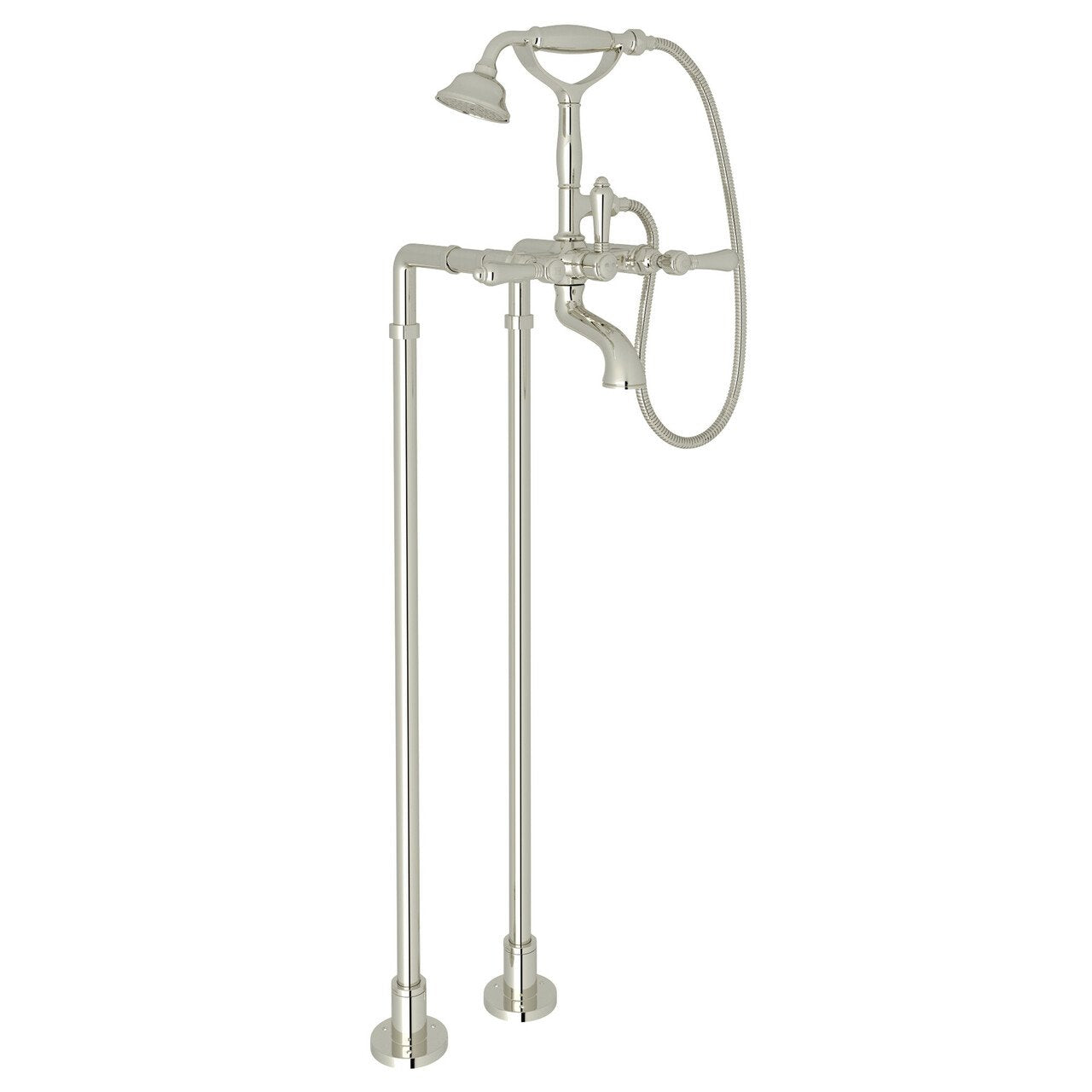 ROHL Exposed Floor Mount Tub Filler with Handshower and Floor Pillar Legs or Supply Unions - BNGBath