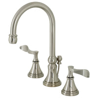 Thumbnail for Kingston Brass KS2988CFL Century Widespread Bathroom Faucet with Brass Pop-Up, Brushed Nickel - BNGBath
